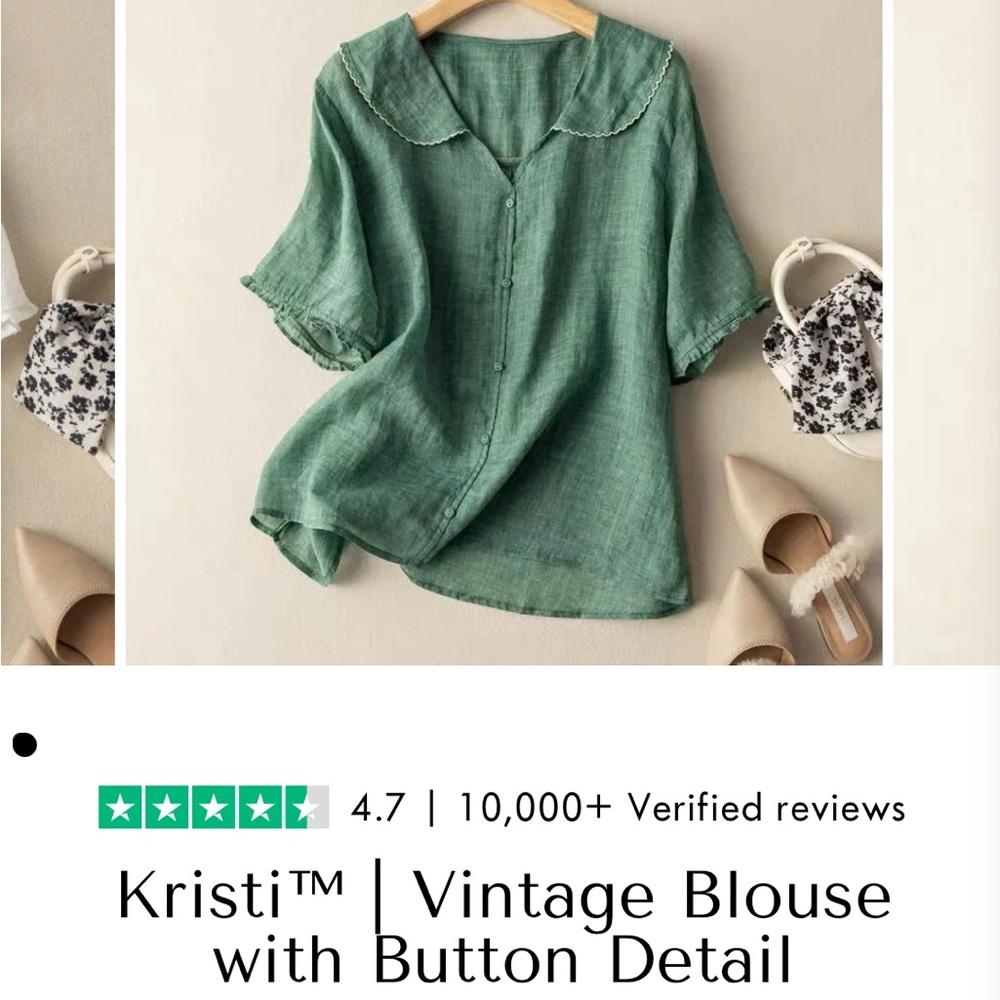 Green Blouse with Sailor Collar and Flutter Sleeves